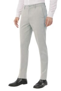 SaintX Men's Formal Slim Fit Trouser | Twill Weave Premium 4-Way Stretchable High GSM Fabric Pants | Textured Classic & Modern Styled Chinos | Business Casual Office/Anytime Wear (STX27_ Grey_ 36)