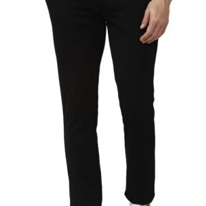 Peter England Men's Formal Stretchable Knit Super Slim Fit Mid Rise Trouser | Comfort Lycra | 360-Degree Stretch Black, 32