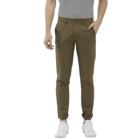 The Indian Garage Co Men Mid Rise Slim Fit Solid Mid-Rise Stretchable Chinos Cloud Grey, 34