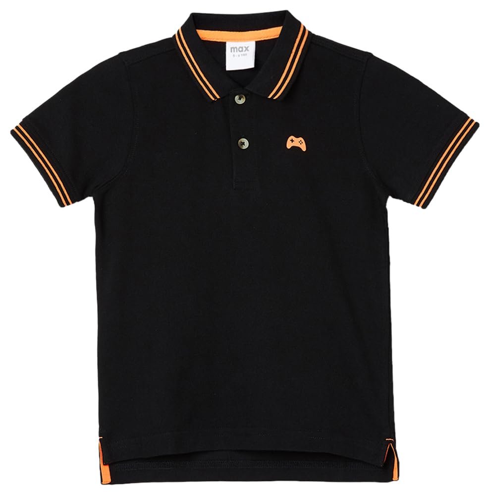 Boys Solid Regular Fit Polo T-Shirt (S24Dct06Black)_2-3Y