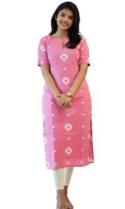 Sun Fashion And Lifestyle Women's Pv Cotton Stitched Printed Long Length Kurta (KT58_Pink_L)
