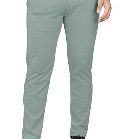 Mehrang Men's Casual Textured Slim Fit Trousers, Formal Pants with Button Closure, Side Pockets (in, Numeric, 36, Regular, English Green)