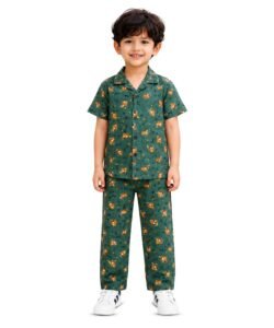 3BROS Unisex Pure Cotton Short Sleeve Kids Night Dress for Boys & Girls Nightwear/Sleepsuit/Sleepwear/Loungewear Night Suit for Boys and Girls Top and Pyjama Combo Set (Multicolor-31, 5-6 Years)