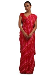 Soch Womens Fuchsia Georgette Leheriya Print Saree