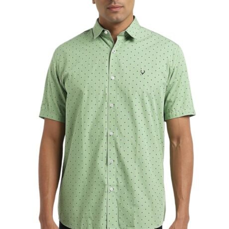 Allen Solly Men's Printed Regular Fit Half Sleeves Shirt (ASSHQSPF741597_Green_40)