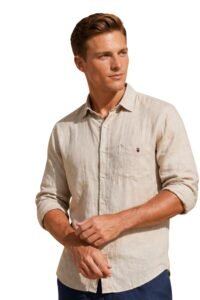 Louis Philippe_Mens_Solid_Beige_Shirt_LYSFSL10001324_42