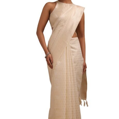 Soch Womens Cream Tussar Woven Design Saree