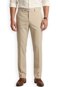 Peter England Men's Textured Everyday Signature Neo-Slim Fit Mid Rise Formal Trouser Khaki