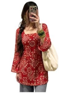 ANNI Designer Women's Viscose Blend Printed Short Kurti (NABILA RED-VKS02_XL-VKS02_Red -VKS02_X-Large)