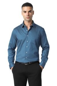 Van Heusen Cotton Men's Fitted Formal Shirt (VHSFRSLBU95055_Navy 39)
